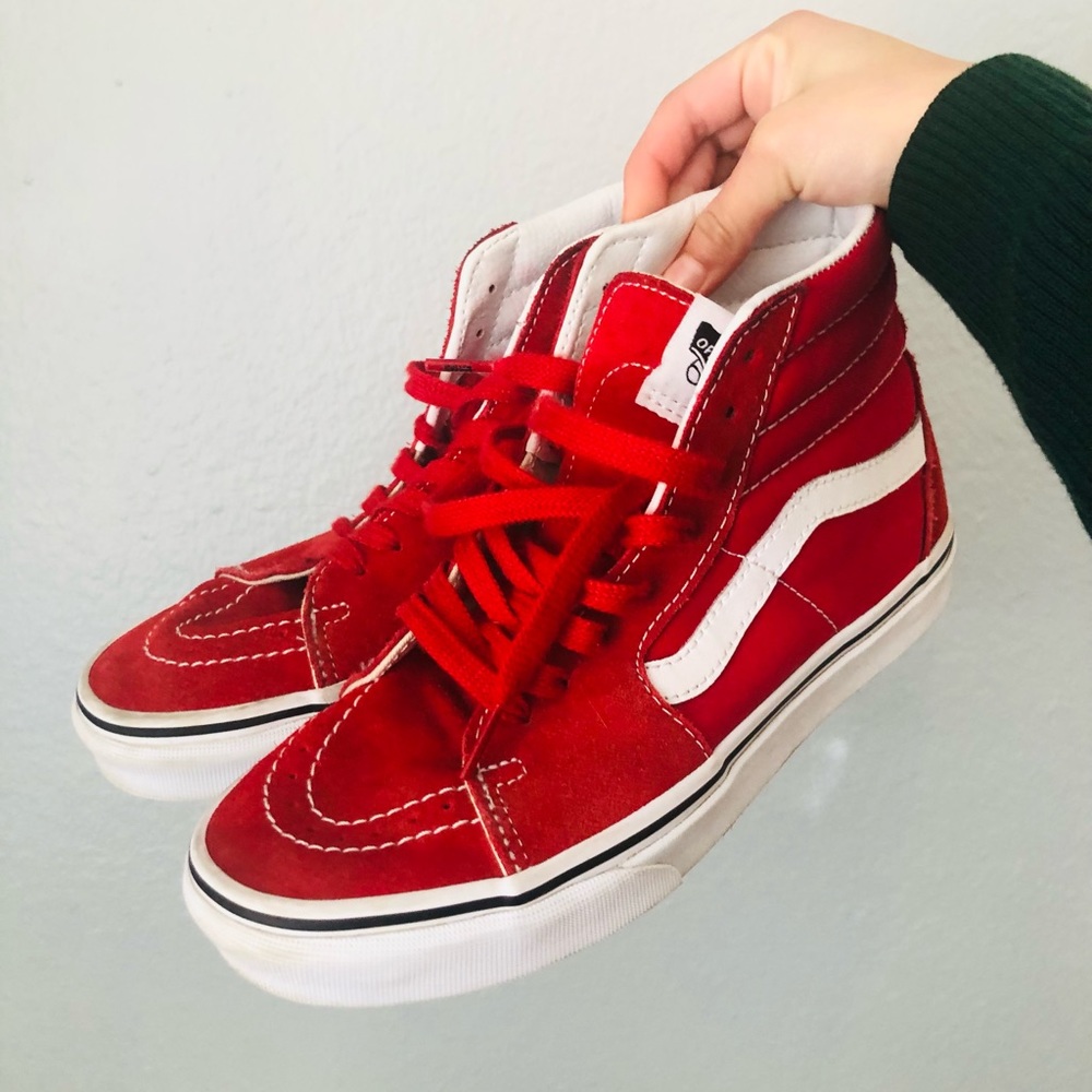 women’s red high top vans